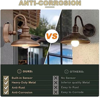 LONEDRUID Dusk to Dawn Sensor Rustic Outdoor Gooseneck Barn Light Fixture