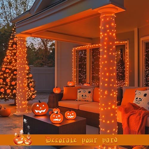 JMEXSUSS 100 LED USB Orange Fairy Lights Plug in, 33 Ft Orange Lights