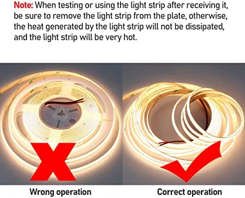 24V COB LED Strip Light Warm White 3000K 5M/16.4ft 2400LEDs 4500Lm