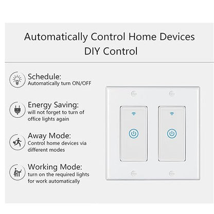 Zigbee Paddle Touch Smart Switch, Compatible with Alexa, Google Home, Hubitat, and HA, Neutral Wire Required (2)