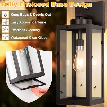 20" Oil Rubbed Bronze Dusk to Dawn Outdoor Wall Lights with Closed Bottom
