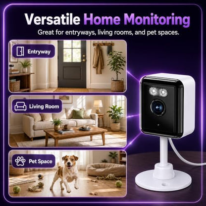 2.4/5GHz Home Cameras Indoor, 2K Security Camera Indoor for Dog/Pet/Nanny/Baby with US Phone App, AI Text Recognition, Smart Search, Color Night Vision,2 Way Talk Mini Cam,Human Detection,4 Packs