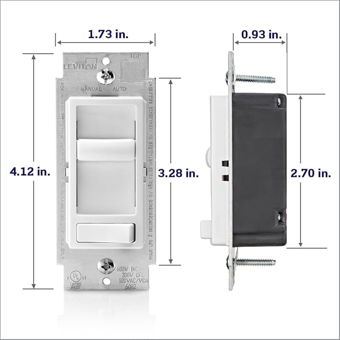 Leviton SureSlide Ceiling Fan Wall Switch, Quiet 3-Speed Fan Control, 1.5 Amps, 661F-10T, Light Almond