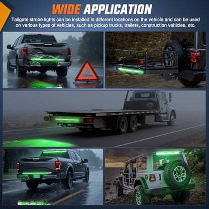 Nilight 48 Inch 288 LED Tailgate Strobe Light Strip Green White