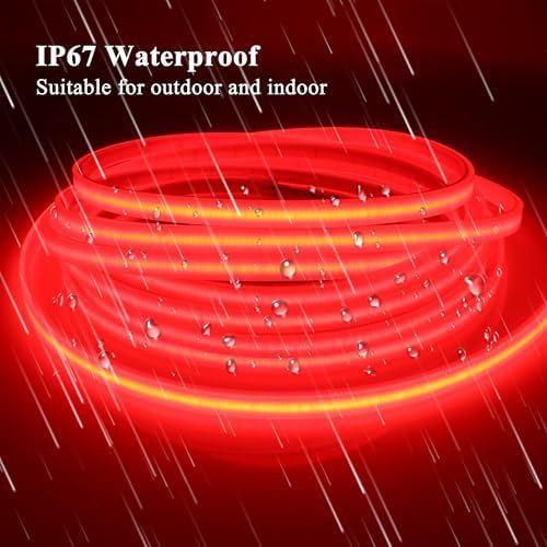 LEDENET COB LED Strip Lights Waterproof IP67 DC12V 16.4ft/5m 480LEDs/m Red