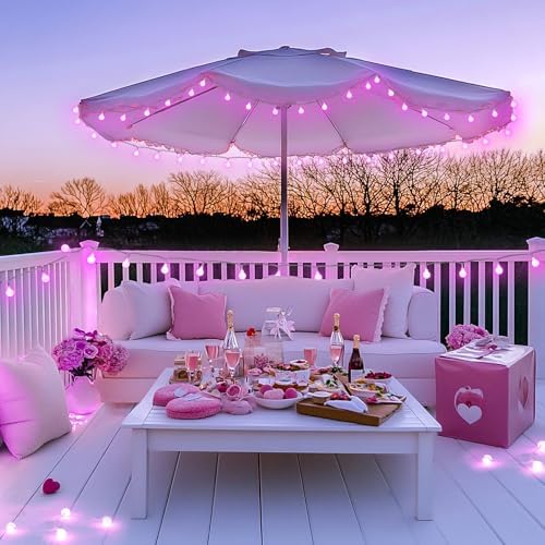 JMEXSUSS 33FT 100 LED Pink Globe String Lights Battery Operated 8 Modes