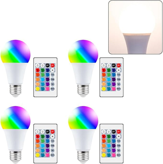 4PCS 15W LED Light Bulb RGB Multicolor Smart Spotlight 85-265V Indoor E27 4 Dynamic Modes Living Room Mood Light 110V Recessed Downlight All Saints' Day Music Birthday Party KTV Decoration Lighting