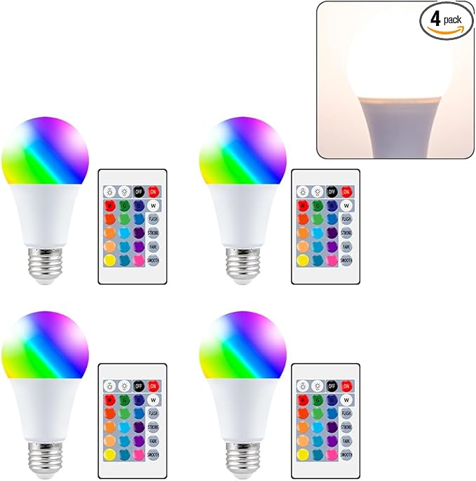 WENNI 4PCS 15W LED Smart Timing Multifunction Spotlight Bulbs 15Colors Changing Dimmable 85-265V Indoor Atmosphere Nightlight 110V Bar Counter KTV Party Festival Background Decorative with IR Remote