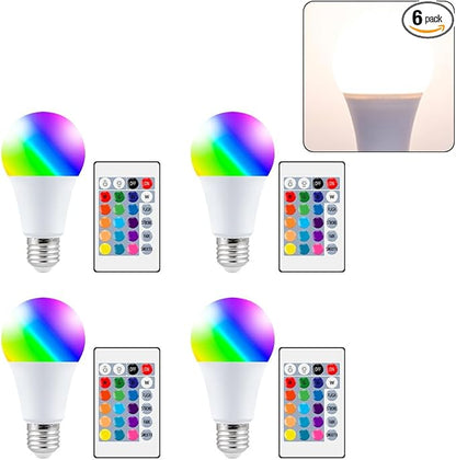 WENNI 4Pack 15W LED Dimmable Bulbs E27/E26 Timing Colorful Mood Lamp 15Colors Changing 4 Dynamic Modes Multifunction Smart Indoor Atmosphere Nightlight AC85-265V Bar Background Decoration Lighting