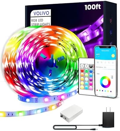 VOLIVO 100FT LED Strip Lights for Bedroom RGB Color Changing