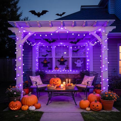 JMEXSUSS 100 LED Purple Globe String Lights Battery Operated with 8 Modes