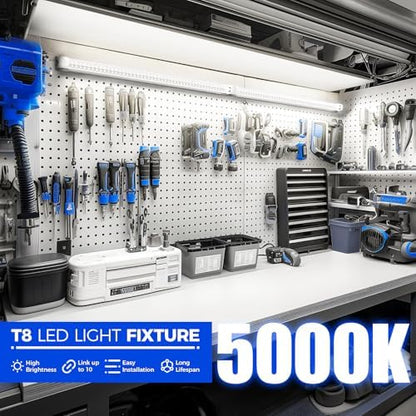 Barrina T8 LED Shop Lights 2FT, 20W 3000LM 5000K, 2 Pack, High Output Tube