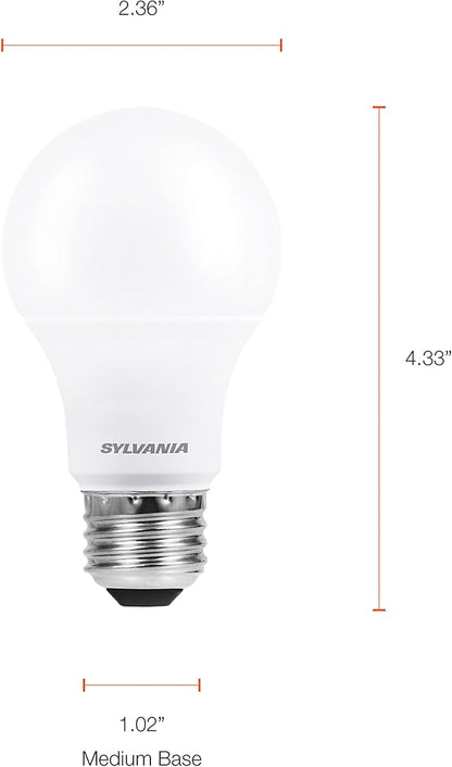 Sylvania LED Light Bulb, 75W Equivalent A19, Efficient 12W, 13 Year, Dimmable, 1100 Lumens, Frosted Finish, Bright White - 4 Pack (74427)