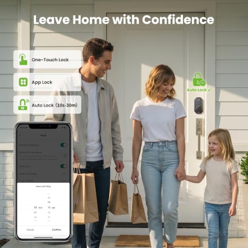 GHome Smart Fingerprint Door Lock for Front Door, Keyless Entry Deadbolt with Keypad, App Control, Auto Lock, Easy Install Digital Smart Lock for Family Homes, Garage Entry & Apartments