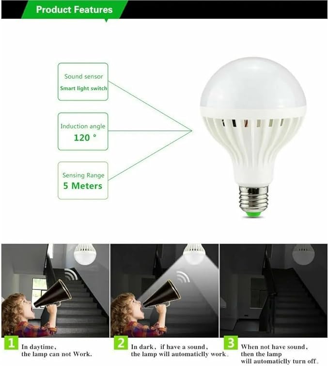 Indoor Lighting 5pcs AC85-110V Smart Sound Voice Activated Light Sensor Bombillas LED Bulb E27 3W 5W 7W 9W 12W Induction lamp Stair Hallway Light YZ