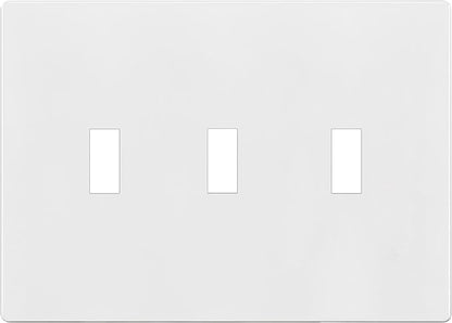 ENERLITES Screwless Triple Toggle Switch Wall Plate, Child Safe Light Switch Cover, Standard Size 3-Gang 4.68" x 6.53", Unbreakable Polycarbonate Thermoplastic, UL Listed, SI8813-W, Glossy, White