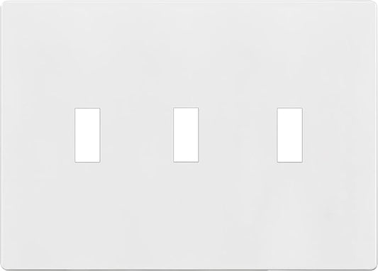 ENERLITES Screwless Triple Toggle Switch Wall Plate, Child Safe Light Switch Cover, Standard Size 3-Gang 4.68" x 6.53", Unbreakable Polycarbonate Thermoplastic, UL Listed, SI8813-W, Glossy, White