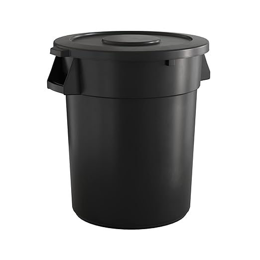 32 Gallon Black Round Commercial Trash Can with Lid, Heavy-Duty Food Grade NSF Certified, Perfect for Restaurant, Office, School, Garage, Backyard, Workshop, Warehouse