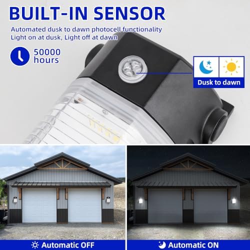 hykolity 30W LED Wall Pack Light with Dusk to Dawn Photocell, 3450LM 5000K