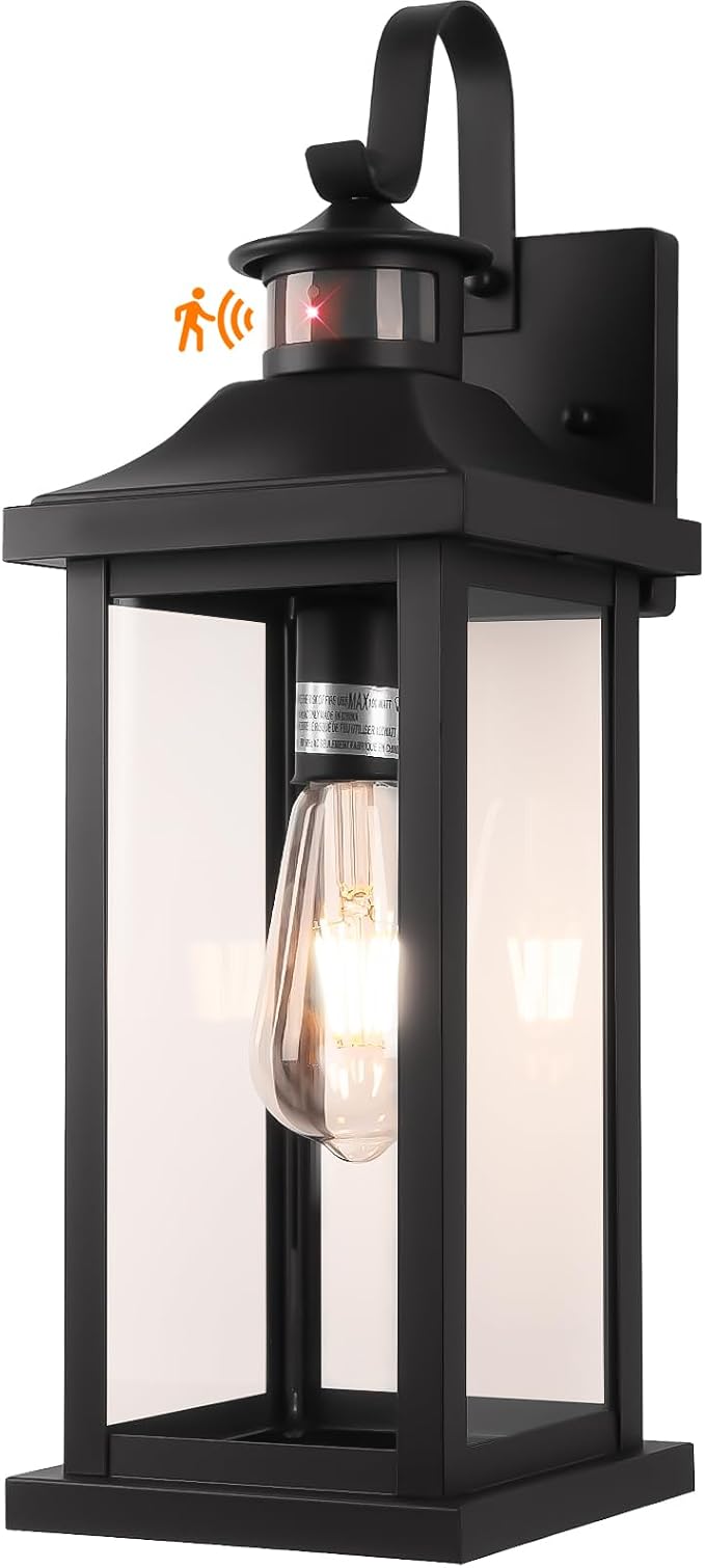 1-Pack 18 Inch Motion Light for House Dusk to Dawn Matte Black