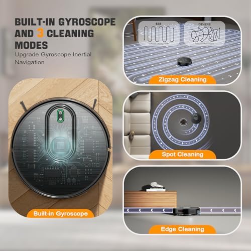 Robot Vacuum and Mop, 6500Pa Suction, 2 in 1 Robotic Vacuum with Gyro Inertial Navigation, 200 Min Runtime, App/Remote/Voice Control, Ideal for Pet Hair, Hard Floor, Carpet