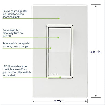 Leviton Decora Smart Switch Z-Wave 800 Series, ZW15S-1RW