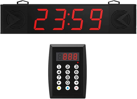 2026 Upgraded Four-Digit Queue Calling System Wireless Restaurant Speaker System with Voice Broadcast Screen and Keyboard, Take A Number System Waiting Number Management for Restaurant,Hospital,Bank