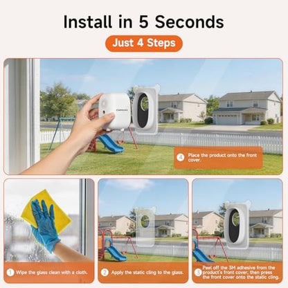 4MP 2.5K Wireless Window Camera, Rechargeable Indoor HD Home Security Camera, 2.4GHz WiFi, Full Color Night Vision, AI Motion Detection, Anti-Glare, No Wiring, Static Cling Mount No Residue