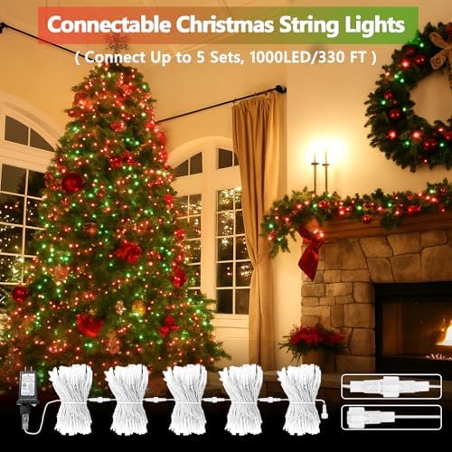 200 LED Connectable String Lights, 66FT Christmas Lights Outdoor Indoor