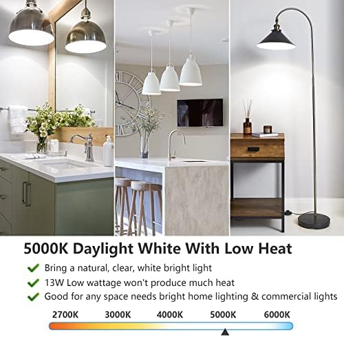 MAXvolador A19 LED Light Bulbs, 100 Watt Equivalent, Daylight White 5000K, 1500LM, E26 Base, Non-Dimmable, 13W Bright White Bulbs, 10-Pack
