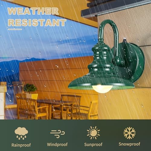 LONEDRUID Dusk to Dawn Sensor Outdoor Gooseneck Barn Light Fixture Green
