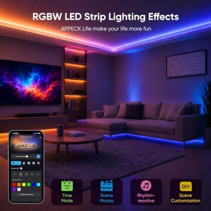 APPECK 16.4ft LED Strip Lights, RGBW Strip Lighting with APP Control
