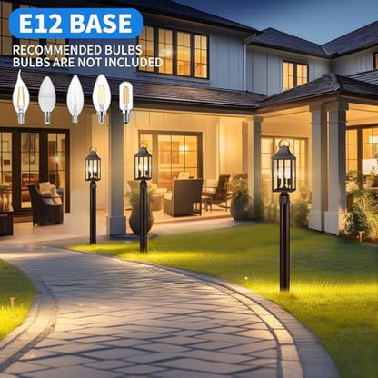 18.62'' Dusk to Dawn Post Light Outdoor, Large 3-Light Lamp Post Light