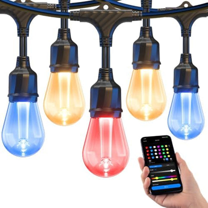 XMCOSY+ Smart Outdoor String Lights 49FT, LED Patio Lights with App Control