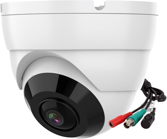 2MP 1080P 180 Degree Surveillance CCTV Security Camera Fisheye Outdoor Analog TVI Camera (Quadbrid 4-in1 HD-CVI/TVI/AHD/BNC), 30ft Night Vision, Metal Housing