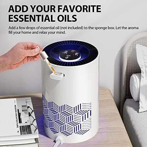 FreAire Air Purifiers for Bedroom, HEPA Air Purifier with RGB Lights Air Purifiers for Pets Dust Smoke Pollen Dander Smell, Portable Air Purifier with Air Filter For Home (White)