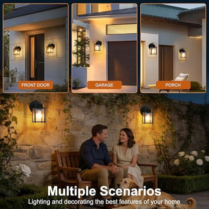 Dawn to Dusk Sensor Outdoor Wall Light Fixtures Waterproof Porch Lights Anti-Rust Black Exterior Lighting Fixtures Outdoor Wall Lantern for House