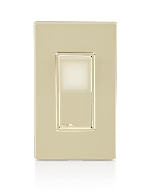 Leviton 15 Amp, 120/277 Volt, Decora LED Illuminated Rocker 4-Way AC Quiet Switch, Residential Grade, Grounding, L5614-2I, Ivory