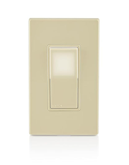 Leviton 15 Amp, 120/277 Volt, Decora LED Illuminated Rocker 4-Way AC Quiet Switch, Residential Grade, Grounding, L5614-2I, Ivory
