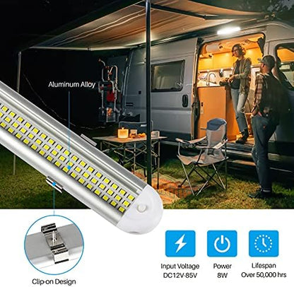 12v LED Interior Light Bar，CT CAPETRONIX 120LEDs 1500LM 8W DC 12 Volt led Strip Lights with ON/Off Switch，for Enclosed Cargo Trailer, Car RV Van Truck Lorry Camper Boat Caravan Motorhome (2Pack)