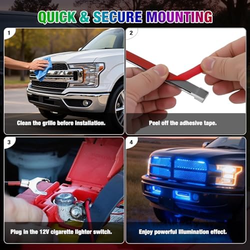 Nilight 4PCS 24" RGB LED Grille Light Strips with Wireless Remote Control