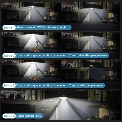 Solar Lights Outdoor, 288 LED 2800LM Motion Sensor Outdoor Light with Remote Control, 4 Heads IP65 Waterproof Solar Flood Security Lights for Outside Patio Wall -6PACK