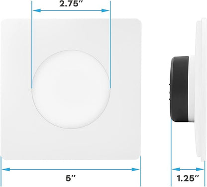 LUXRITE 3-4 Inch Square LED Flush Mount & Recessed Light, 7.5W, 5CCT 2700K-5000K, 650LM, Magnetic Trim, Dimmable Ceiling Can Light, Install to J-Box or 4 Inch Housing, Wet Rated, UL Listed