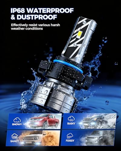 Marsauto 5201/5202 LED Fog Light Bulbs, 14,000LM 6500K White 5202 LED Bulbs, 70000HRS Lifespan 5201 PS24W Fog Lights for Trucks, SUV, Non-polarity Play and Plug, Pack of 2