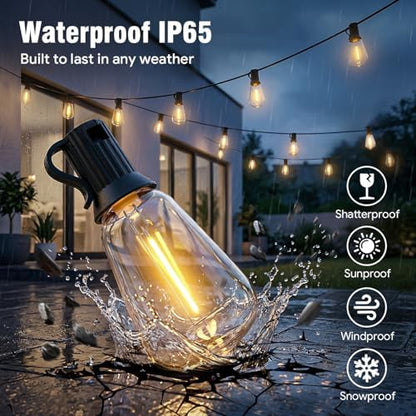 Outdoor String Lights 25FT, APP & Remote Control Dimmable Patio Lights, Plug in LED String Lights with Timer, Waterproof Backyard Pergola Garden Party Decor