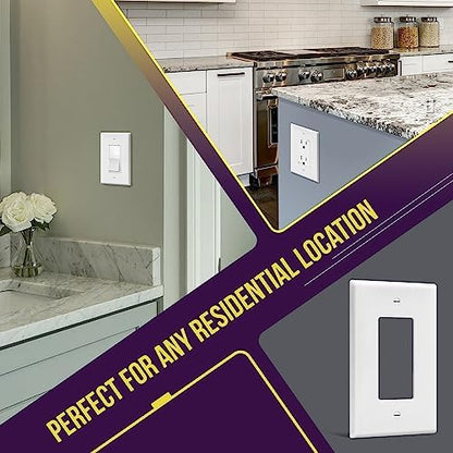 ENERLITES 1-Gang White Mid-Size Decorator Switch Outlet Wall Plate, 10 Pack