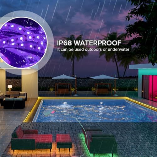 BTF-LIGHTING RGBW LED Strip IP68 Waterproof Cool White DC12V 16.4FT 300LED
