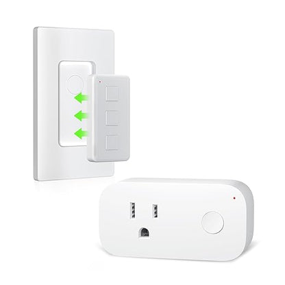 Remote Control Outlet Plug Switch, BN-LINK Wireless Light Remote Switch - Magnetic Removable, No Wiring Needed for Lamps, Lights, Fan, 100ft RF Range, 100ft RF Range, Pre-Programmed