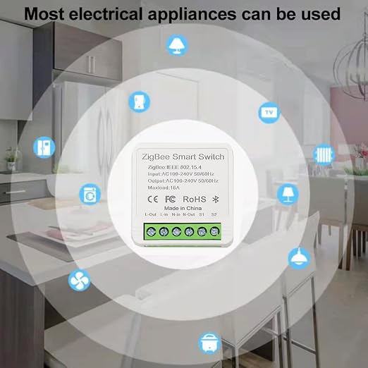 Ewelink 16A Zigbee Mini Smart Wireless Light Switch Controller Module with Timer&Schedule for Home Automation DIY,Compatible with Alexa Echo, SmartThings, ZigBee 3.0 Hub Required,2 Pack