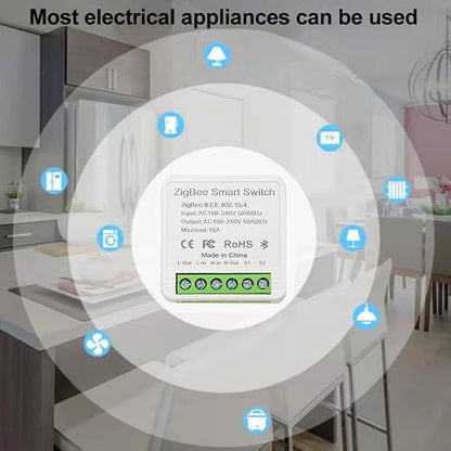 Ewelink 16A Zigbee Mini Smart Wireless Light Switch Controller Module with Timer&Schedule for Home Automation DIY,Compatible with Alexa Echo, SmartThings, ZigBee 3.0 Hub Required,2 Pack